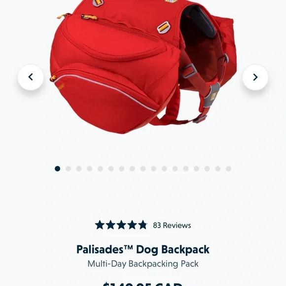 Dog Backpack - Red - Picture 2 of 7
